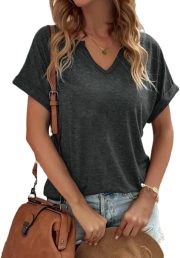 Women's Floral T-Shirts V-Neck Dandelion Sun Flower Graphic Casual Tee Boho Tops Cute Wildflowers Shirts