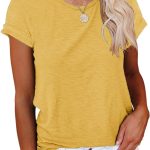 Women's Short Sleeve Shirts Crewneck Loose Casual Summer Basic Tees Tops