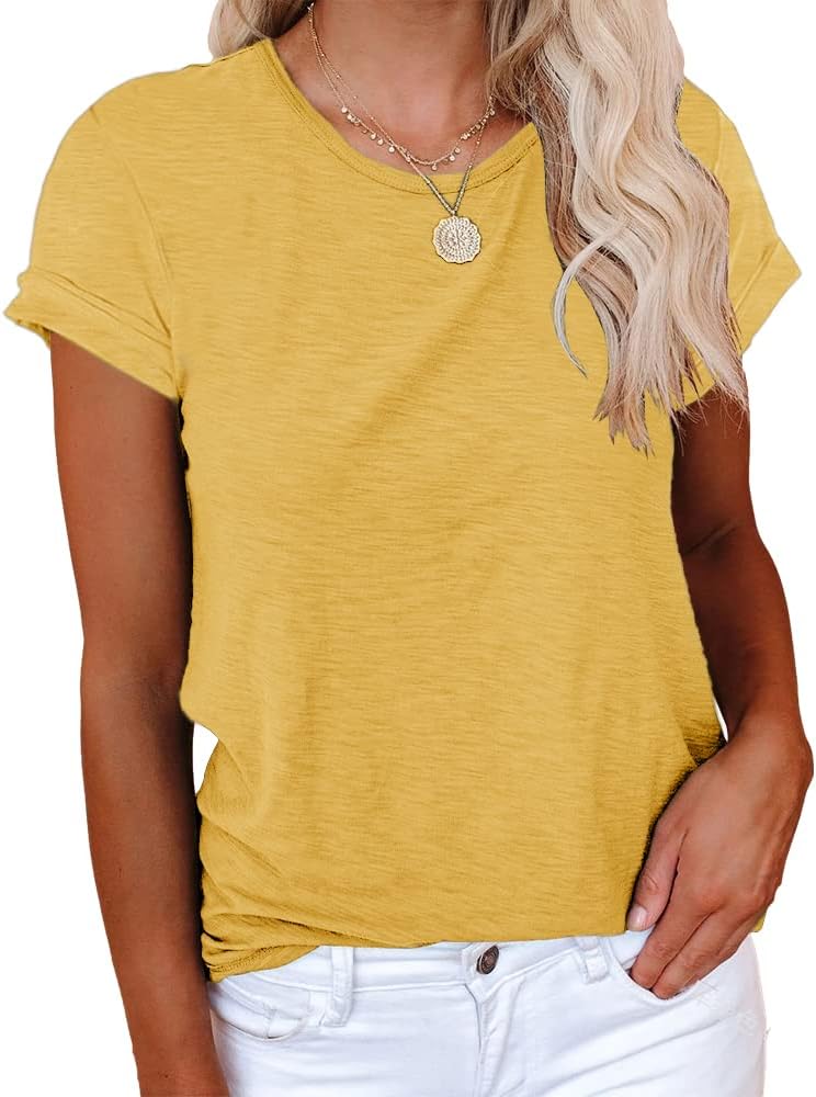 61XU0rm-AL._AC_SL1000_.jpg Women's Short Sleeve Shirts Crewneck Loose Casual Summer Basic Tees Tops - Image 1