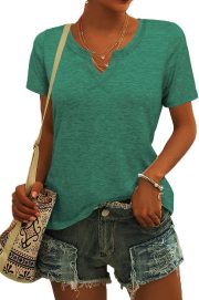 Women's Tops Short Sleeve T Shirts for Women Spring Summer Fashion Clothes Casual V Neck Blouses