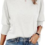 Women's 2026 Fashion Tops 3/4 Sleeve T-Shirts Cute Crewneck Basic business Tees Blouses