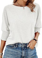 Women's 2026 Fashion Tops 3/4 Sleeve T-Shirts Cute Crewneck Basic business Tees Blouses