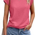 Womens Tops Casual Dressy Basic T Shirts Loose Fit Crewneck Cap Sleeve Tee Summer Outfits 2026